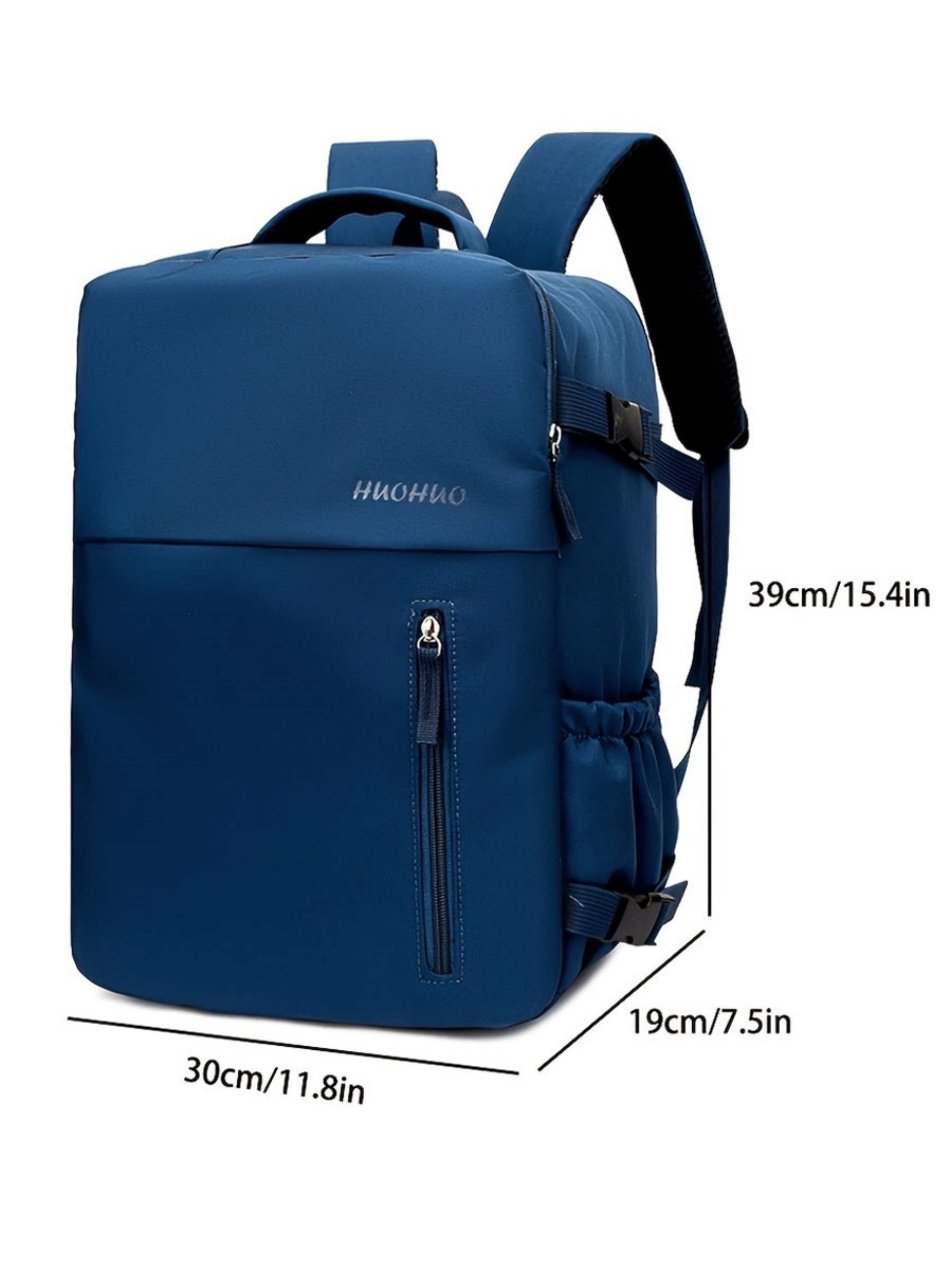 Dark Blue Plain Backpack with Shoe Compartment