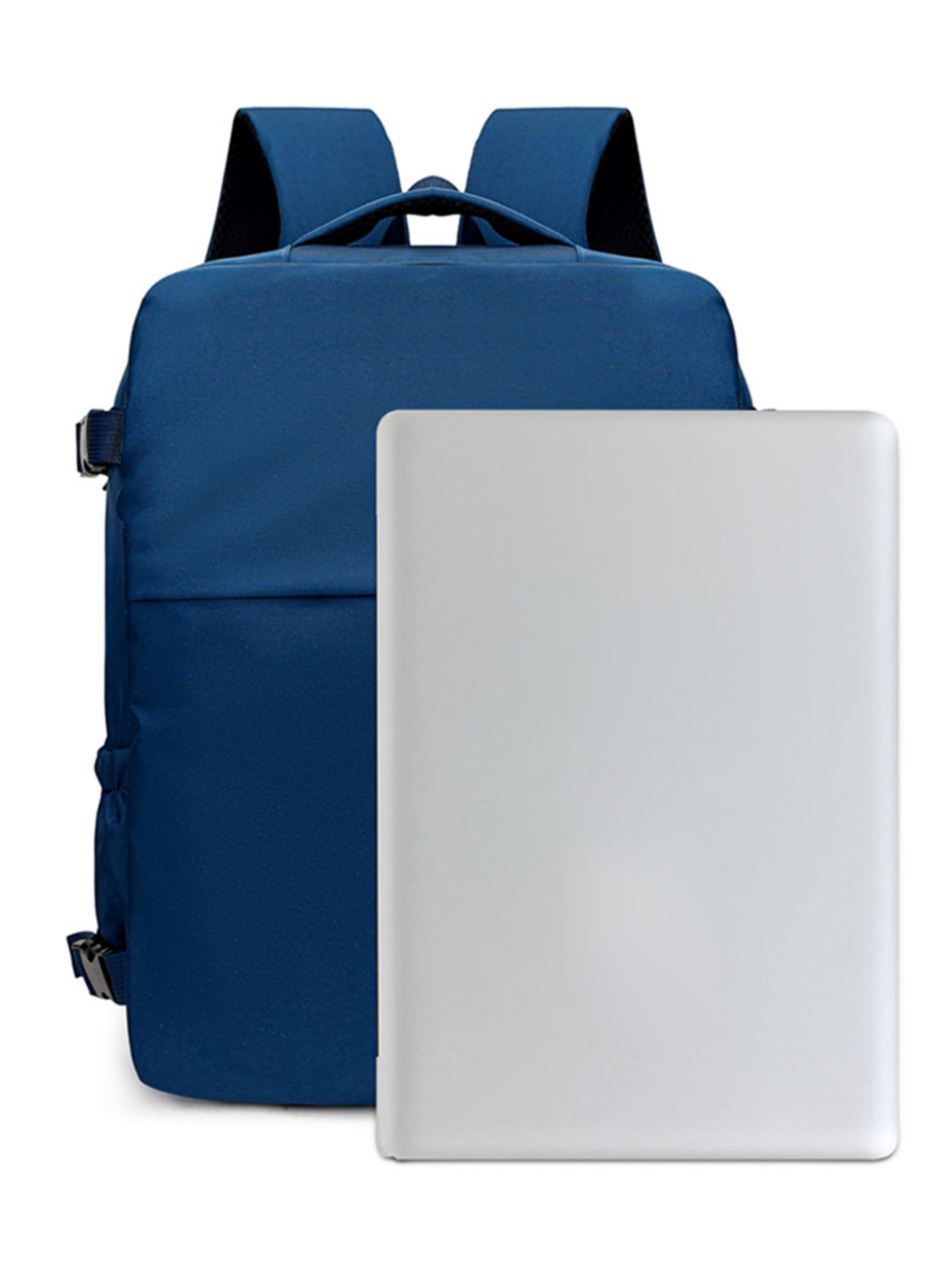 Dark Blue Plain Backpack with Shoe Compartment