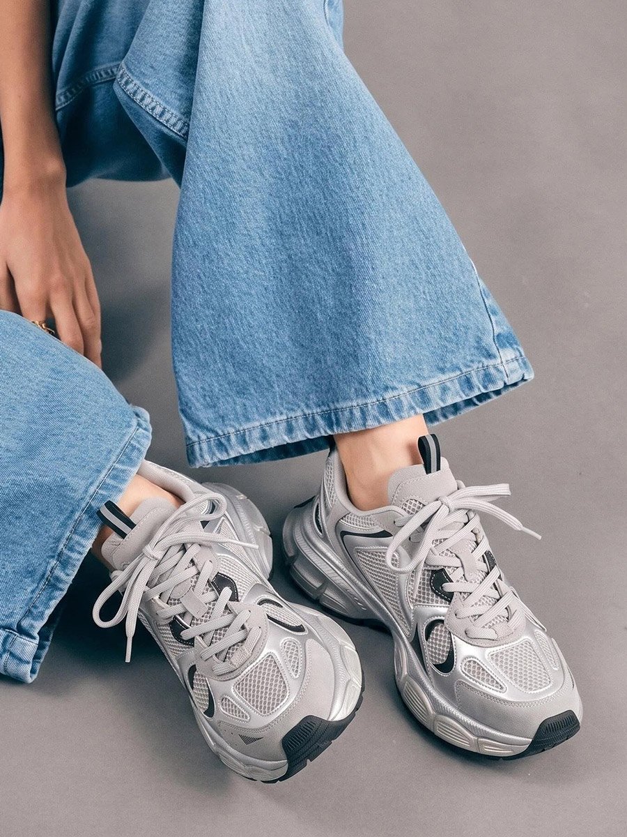 Metallic Silver Classic Chunky Sneakers