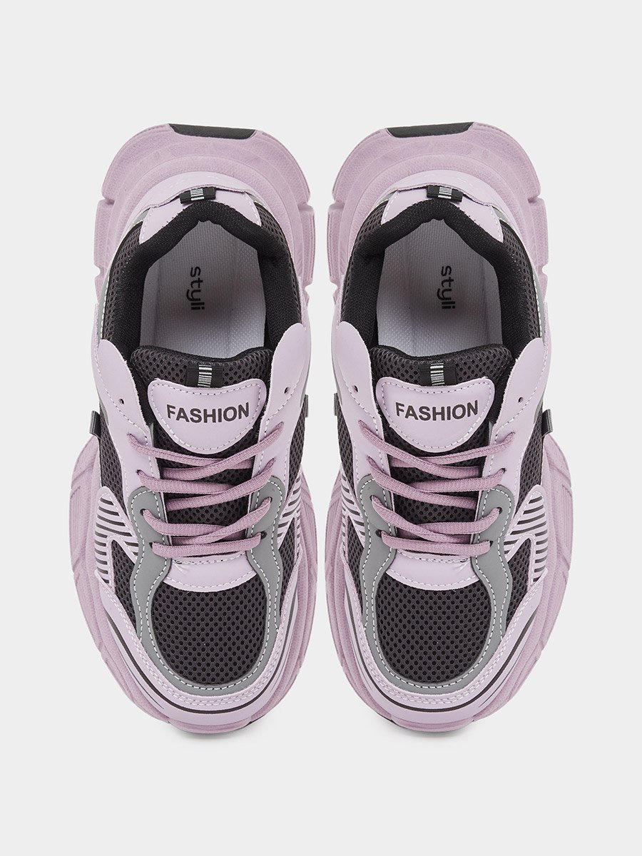 Purple Chunky Sole Sports Sneakers