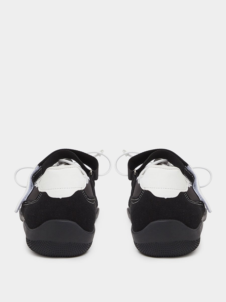Black Contrast Trim Round Toe Sneakerina