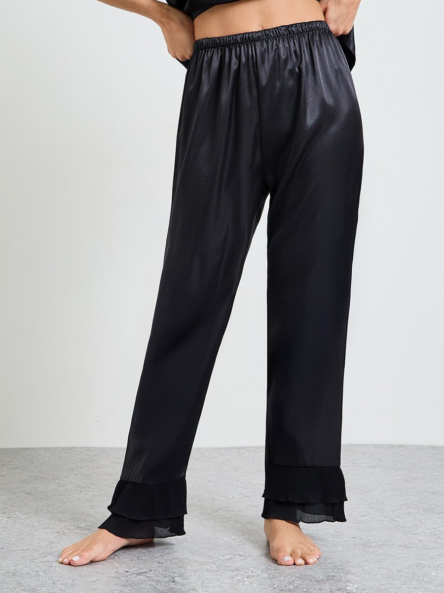 Black Ruffled Shirt and pants Satan Pajama Set
