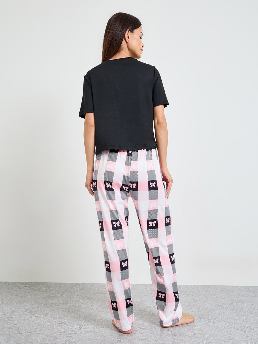 Pack of 3 - Bow Print T-Shirt, Shorts, Pajama Set