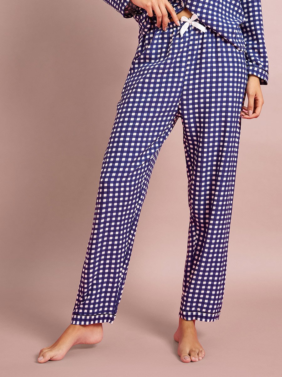 Multi-Color Checked Pocket Detail Shirt and Pant Pyjama Set