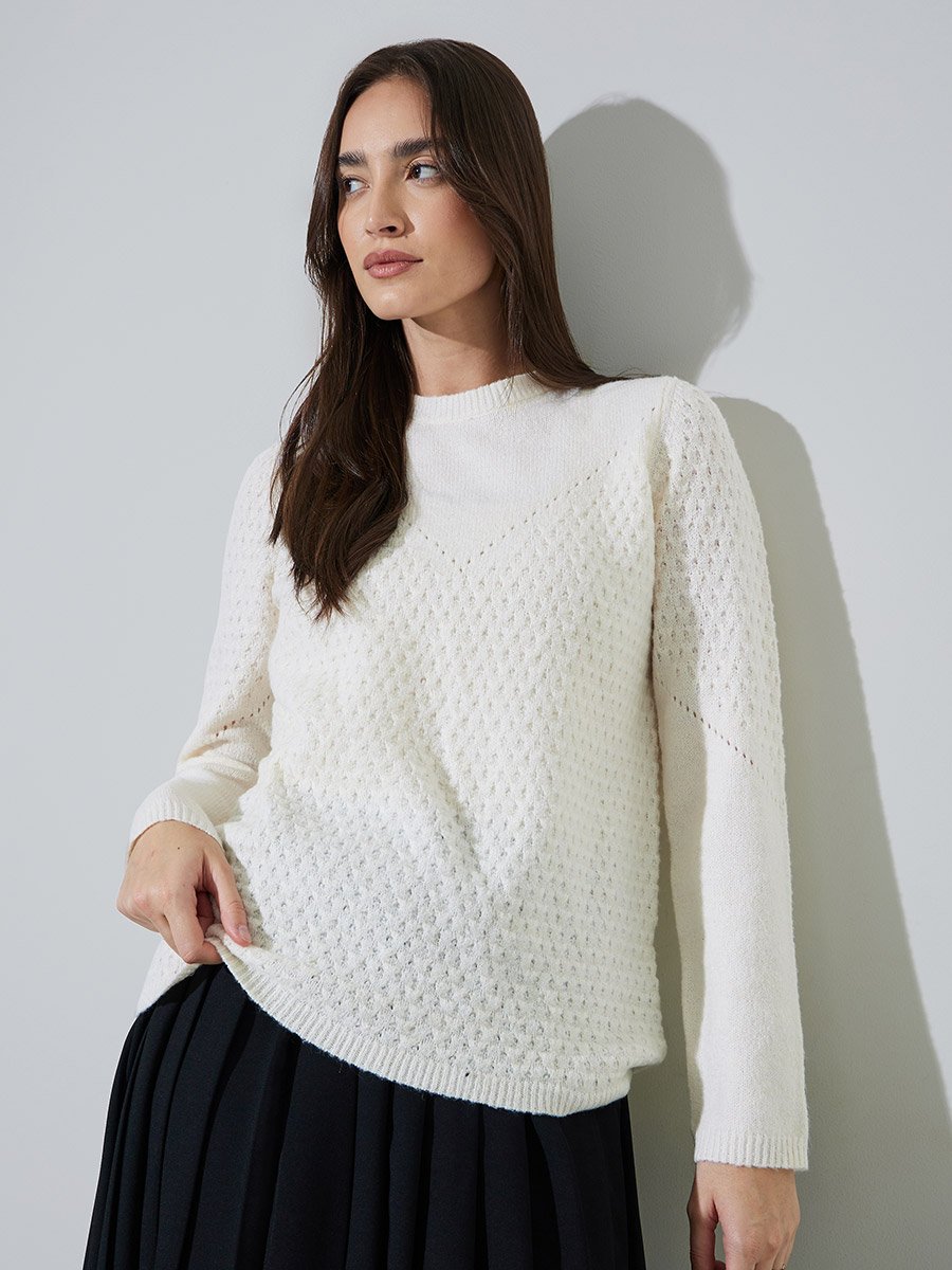 Off White Regular Fit Knit Jumper
