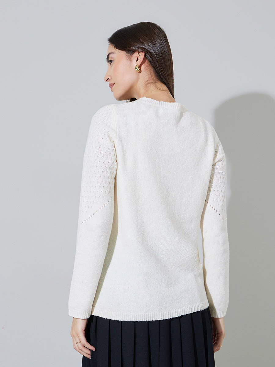 Off White Regular Fit Knit Jumper