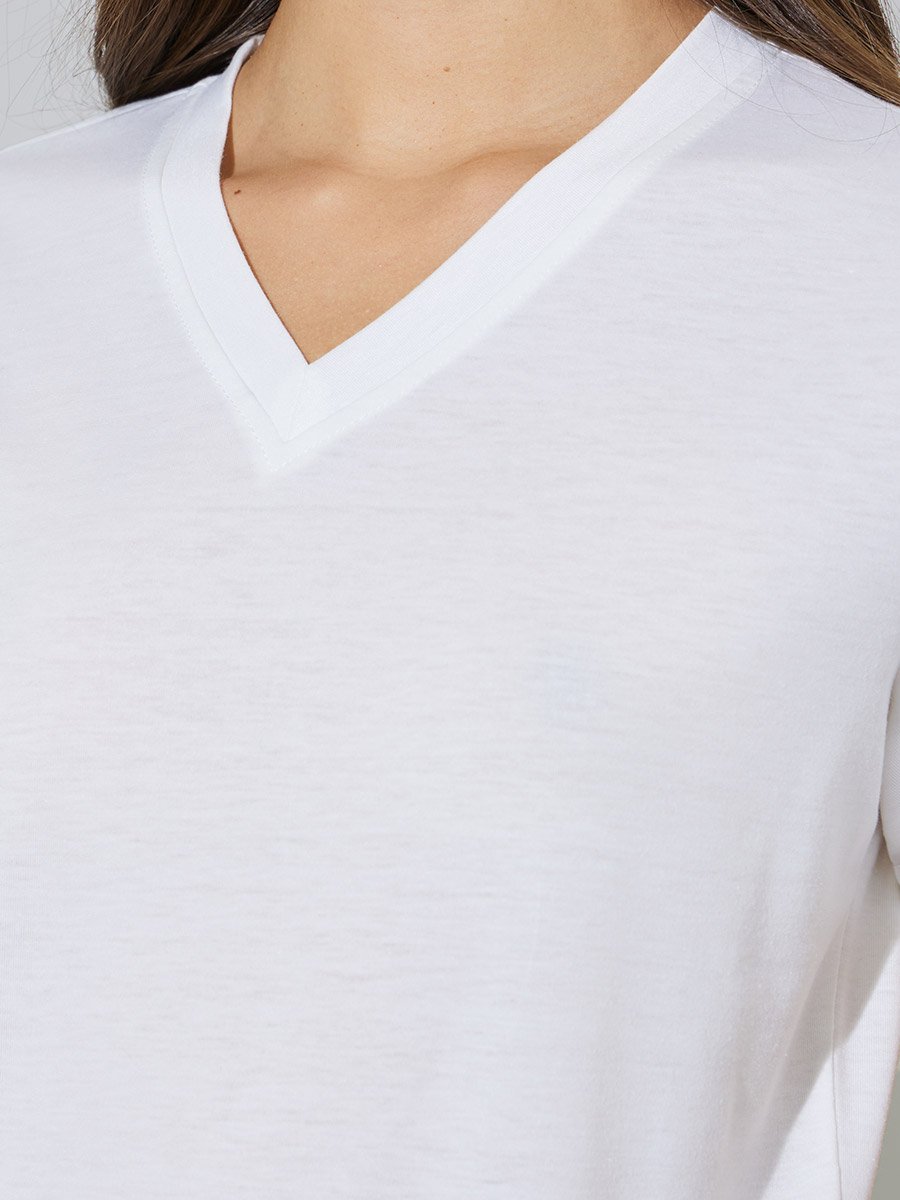 White V Neck Short Sleeve T-Shirt