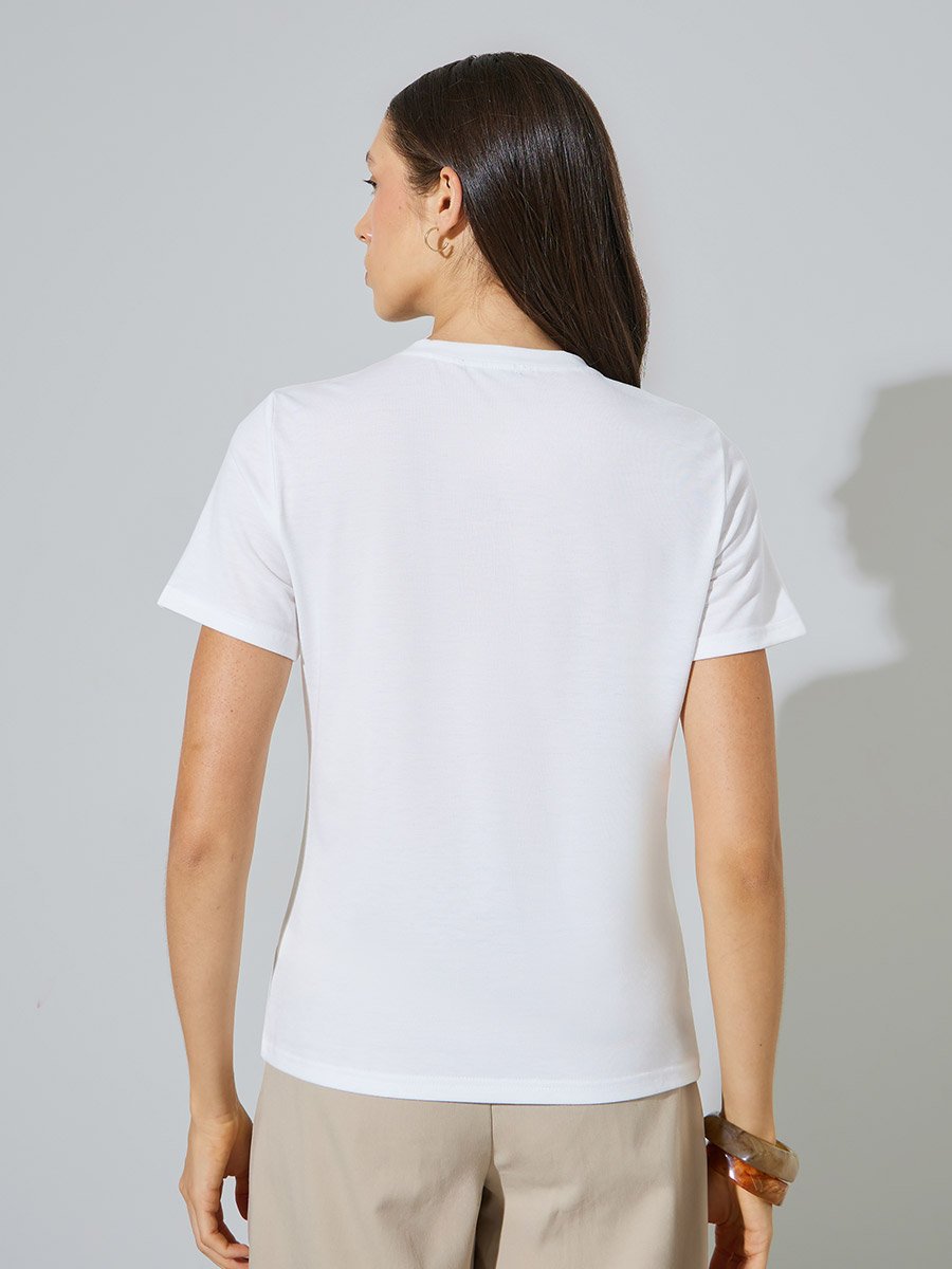 White V Neck Short Sleeve T-Shirt