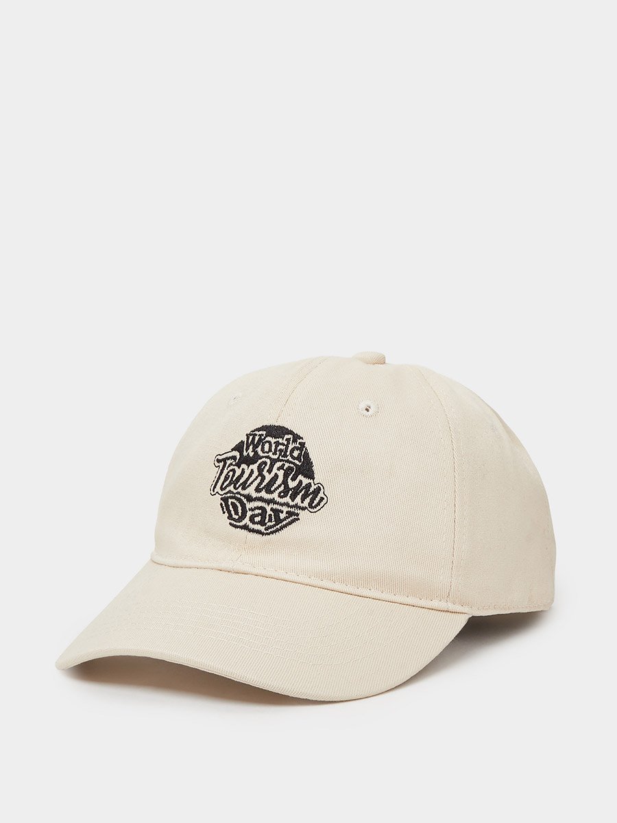 Beige Embroidered Baseball Cap