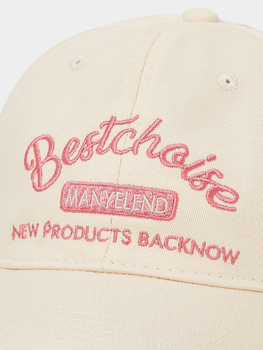 Beige Embroidered Baseball Cap