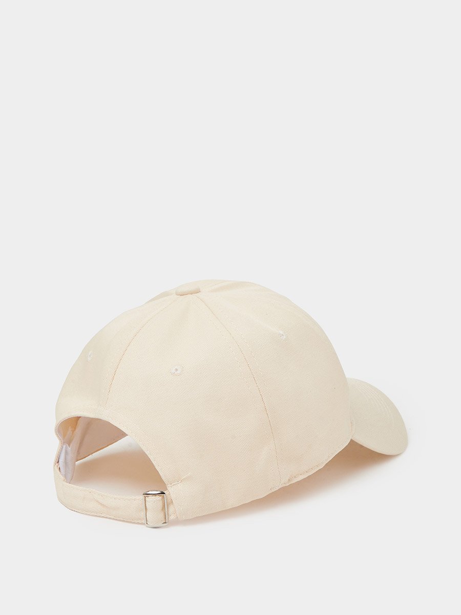 Beige Embroidered Baseball Cap