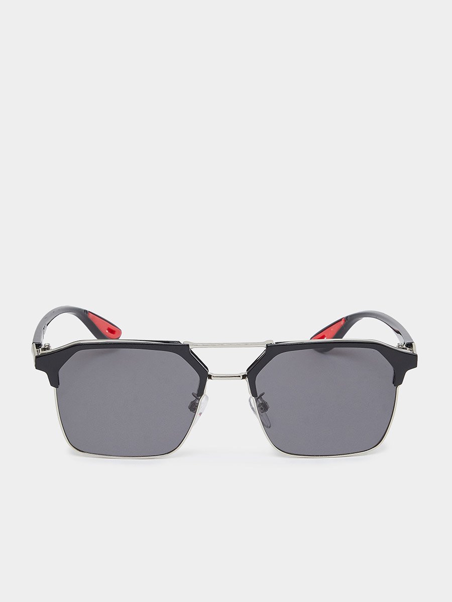 Black Double Bridge Aviator Sunglasses