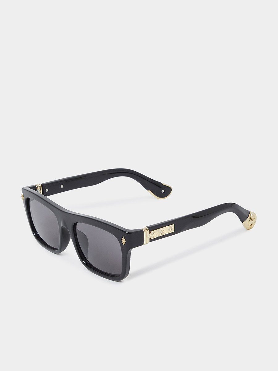 Black anf Gold Solid Square Frame Sunglasses