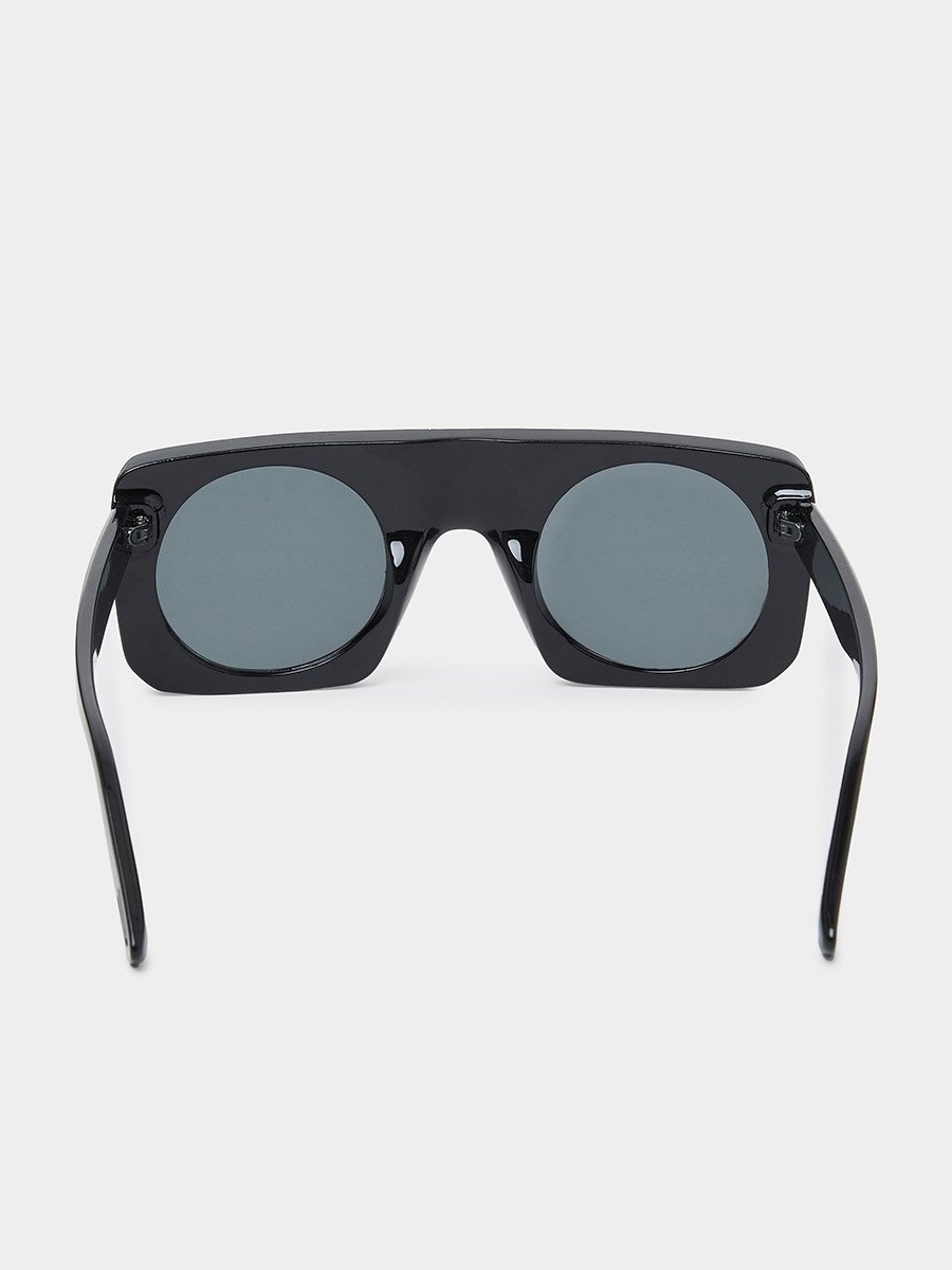 Black Solid Square Frame Sunglasses