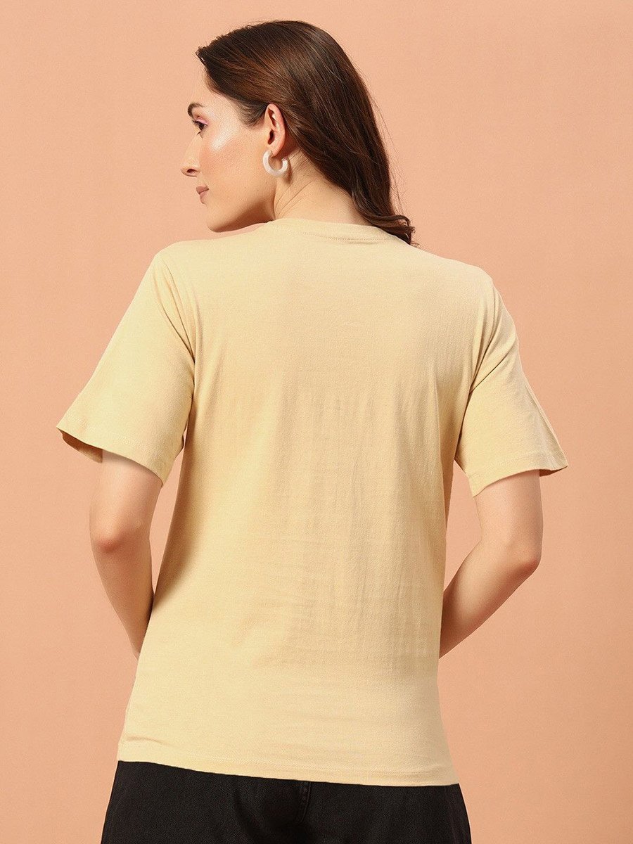 Yellow Graphic Print Round Neck Cotton T-Shirt