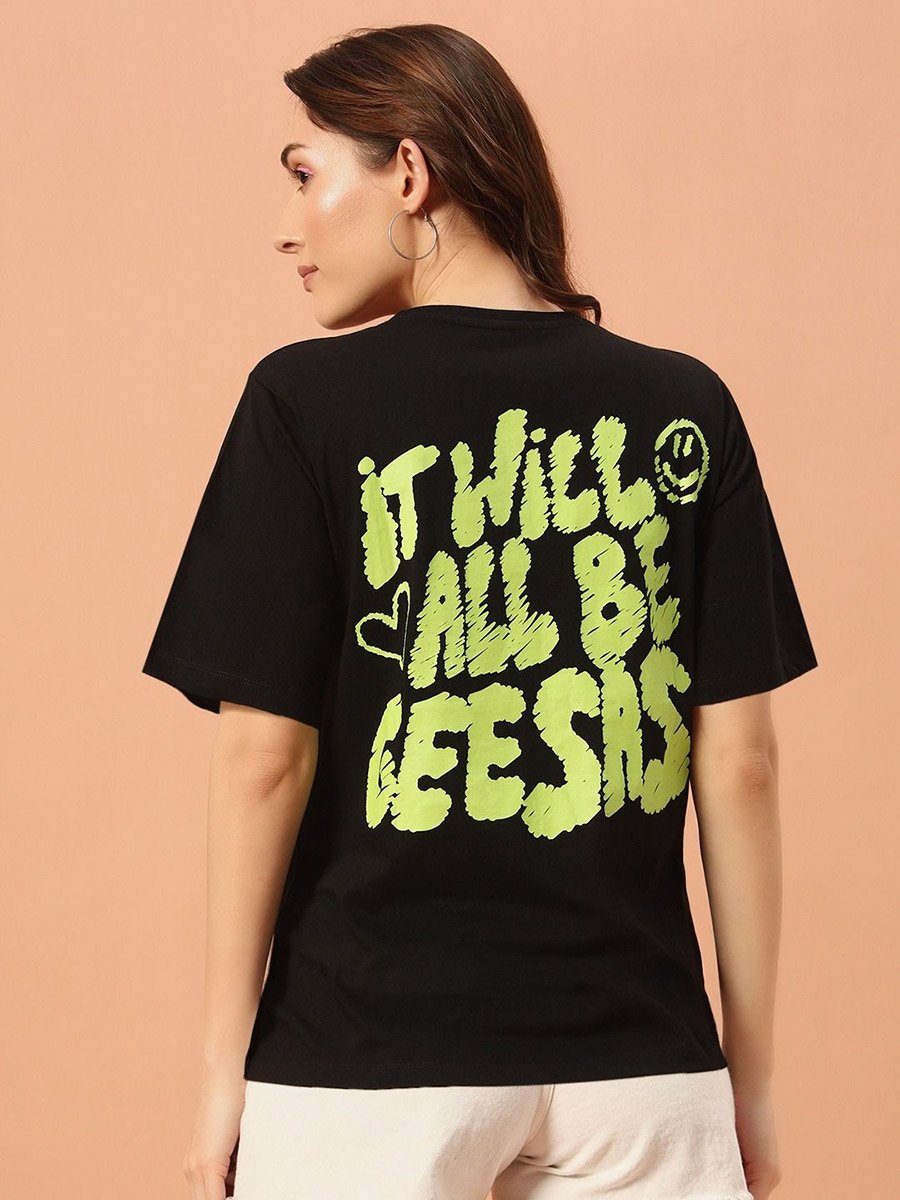 Black Graphic Print Round Neck T-Shirt