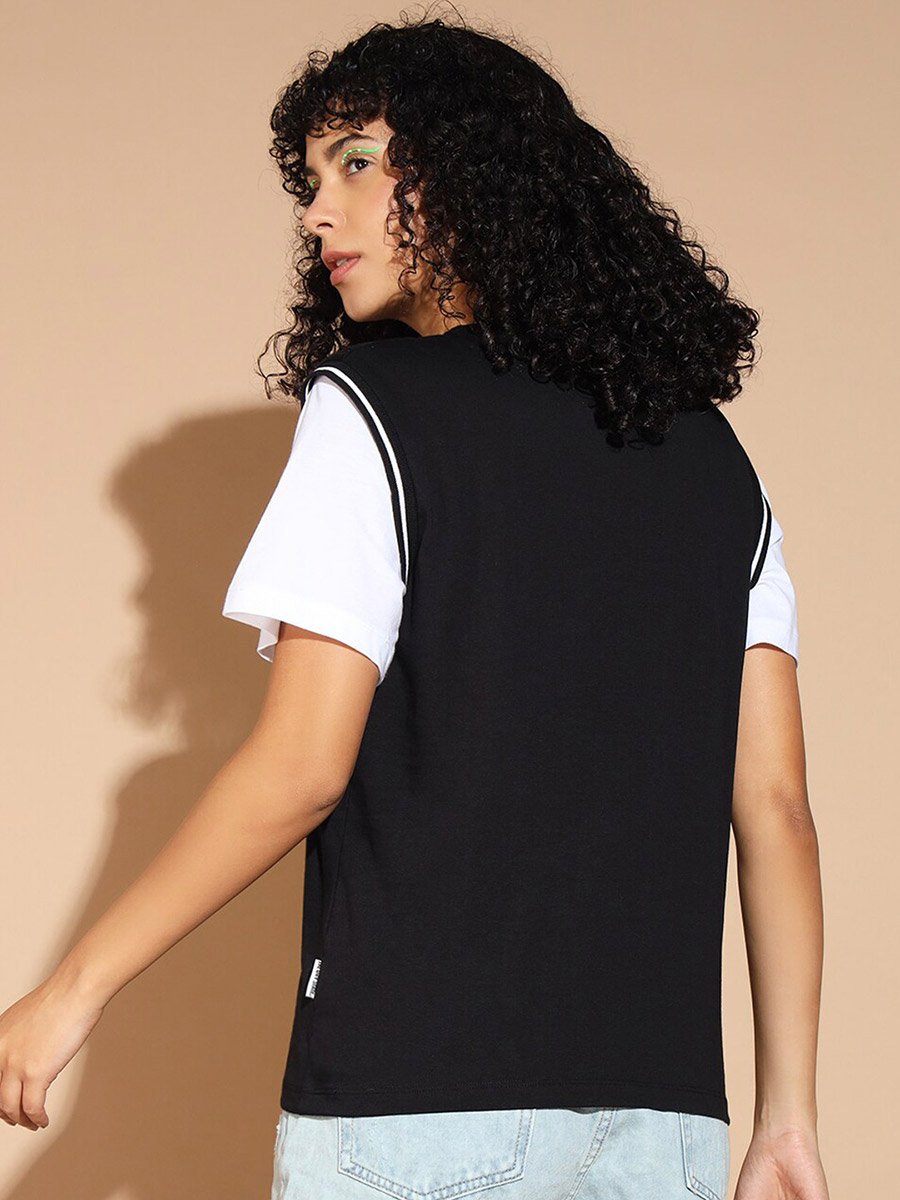 Black Graphic Print Oversized T-Shirt