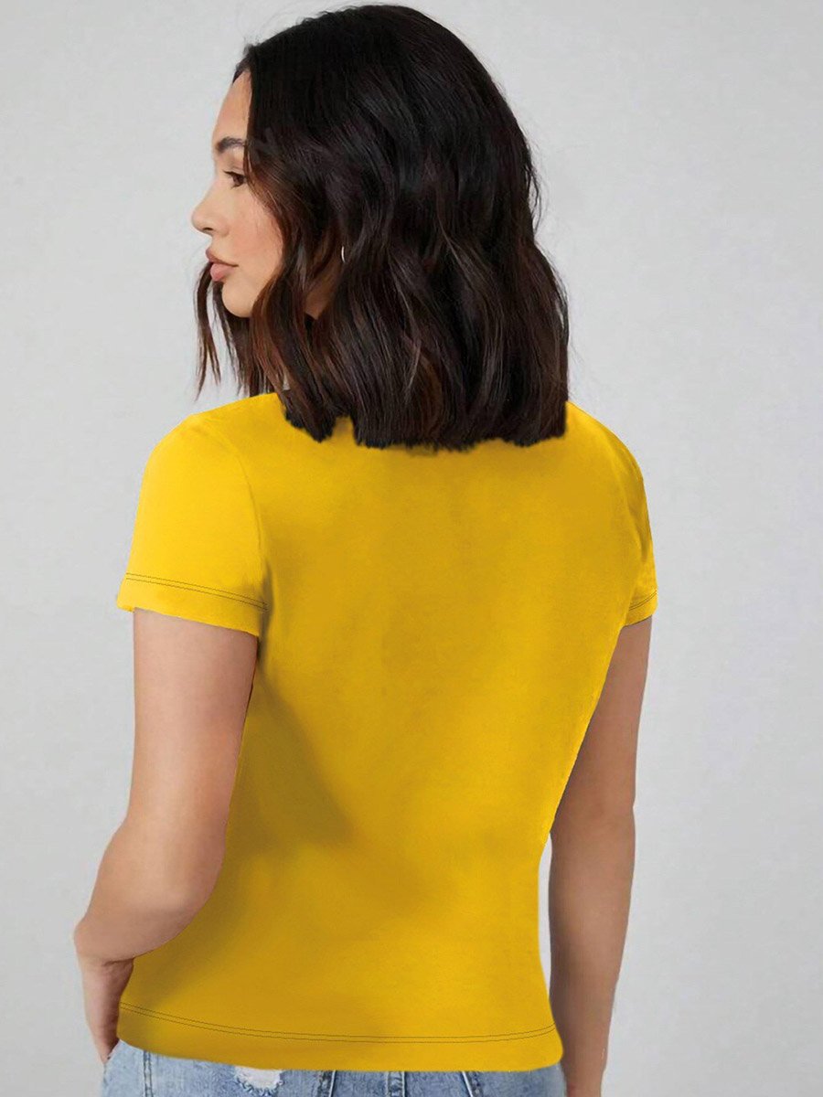 Mustard Typography Applique T-Shirt