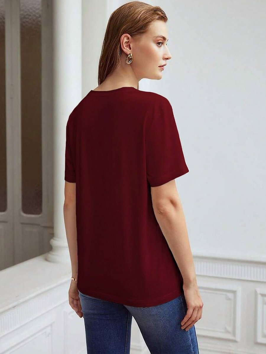 Maroon Butterfly Graphic Regular Fit T-Shirt