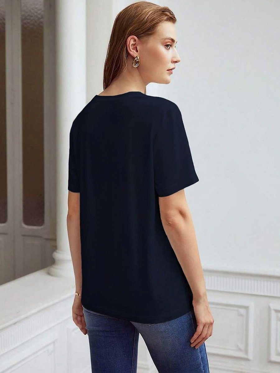 Navy Blue Graphic Print Regular Fit T-Shirt