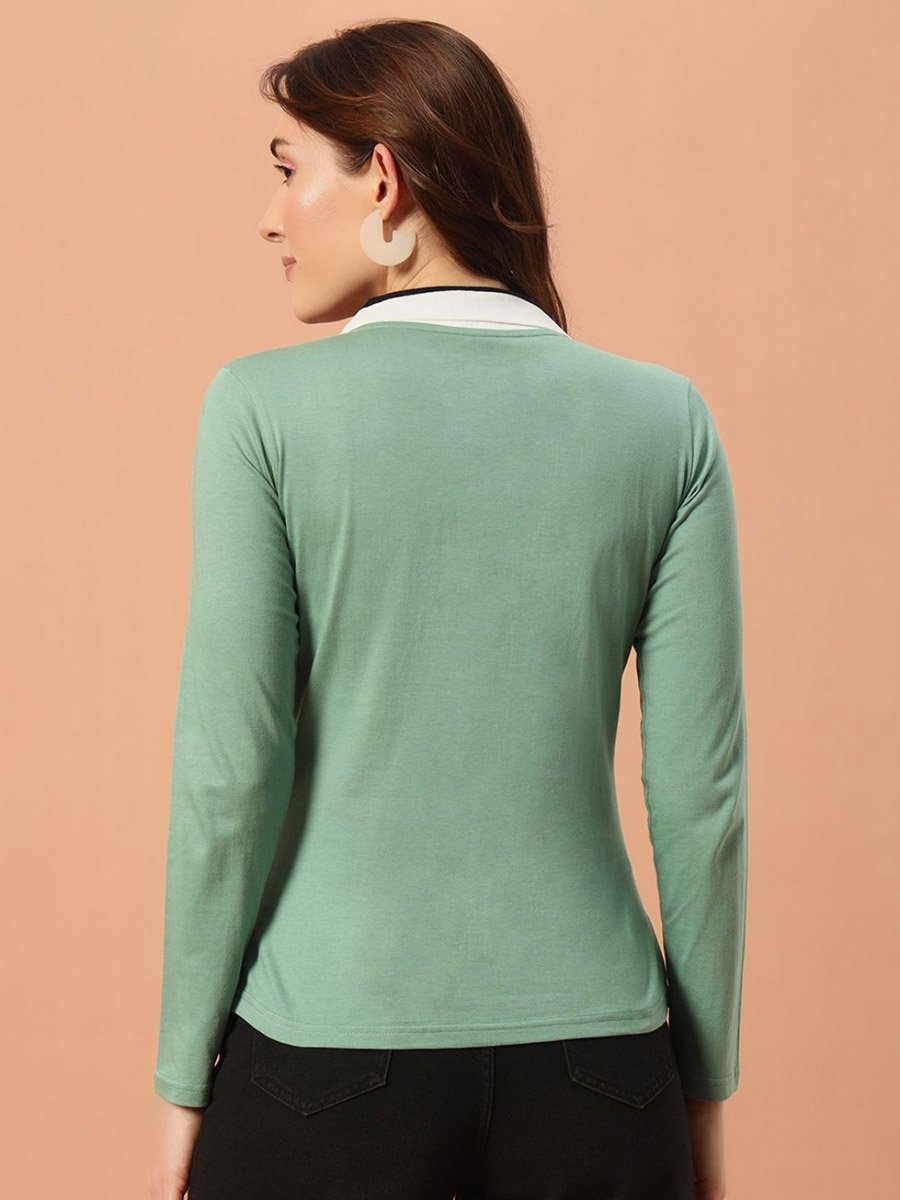 Green Long Sleeve Polo T-Shirt