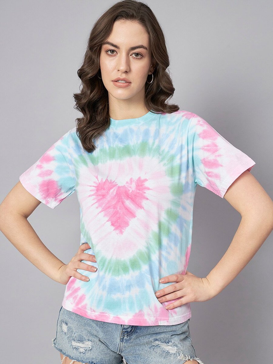 Tie-Dye Heart Print Regular Fit T-Shirt - Short Sleeves