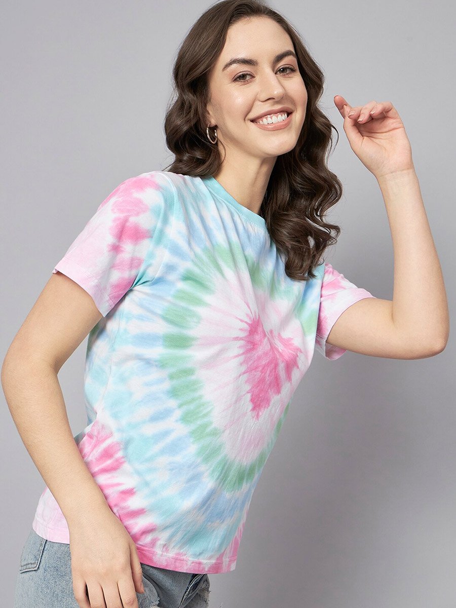 Tie-Dye Heart Print Regular Fit T-Shirt - Short Sleeves