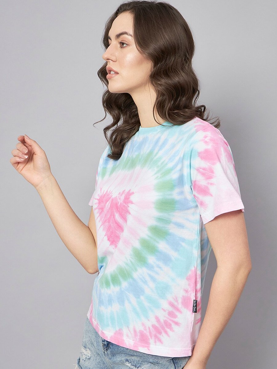 Tie-Dye Heart Print Regular Fit T-Shirt - Short Sleeves