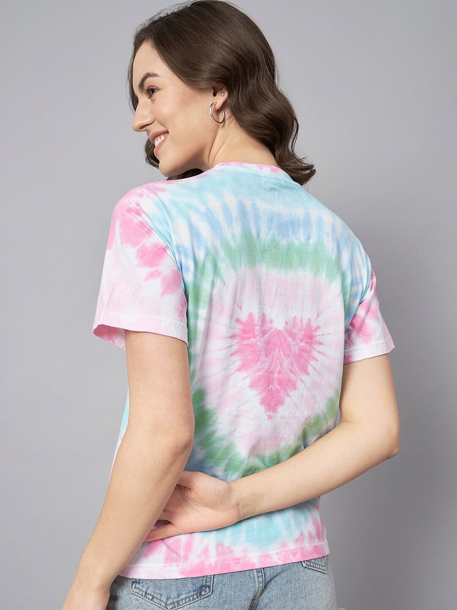 Tie-Dye Heart Print Regular Fit T-Shirt - Short Sleeves
