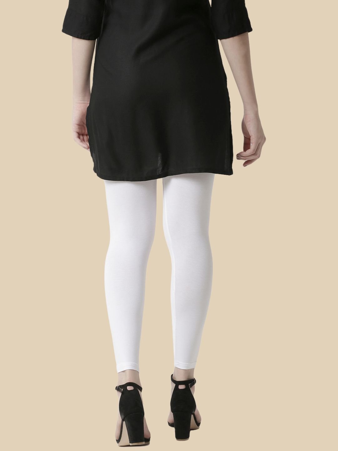 White Knitted Viscose Blend Leggings