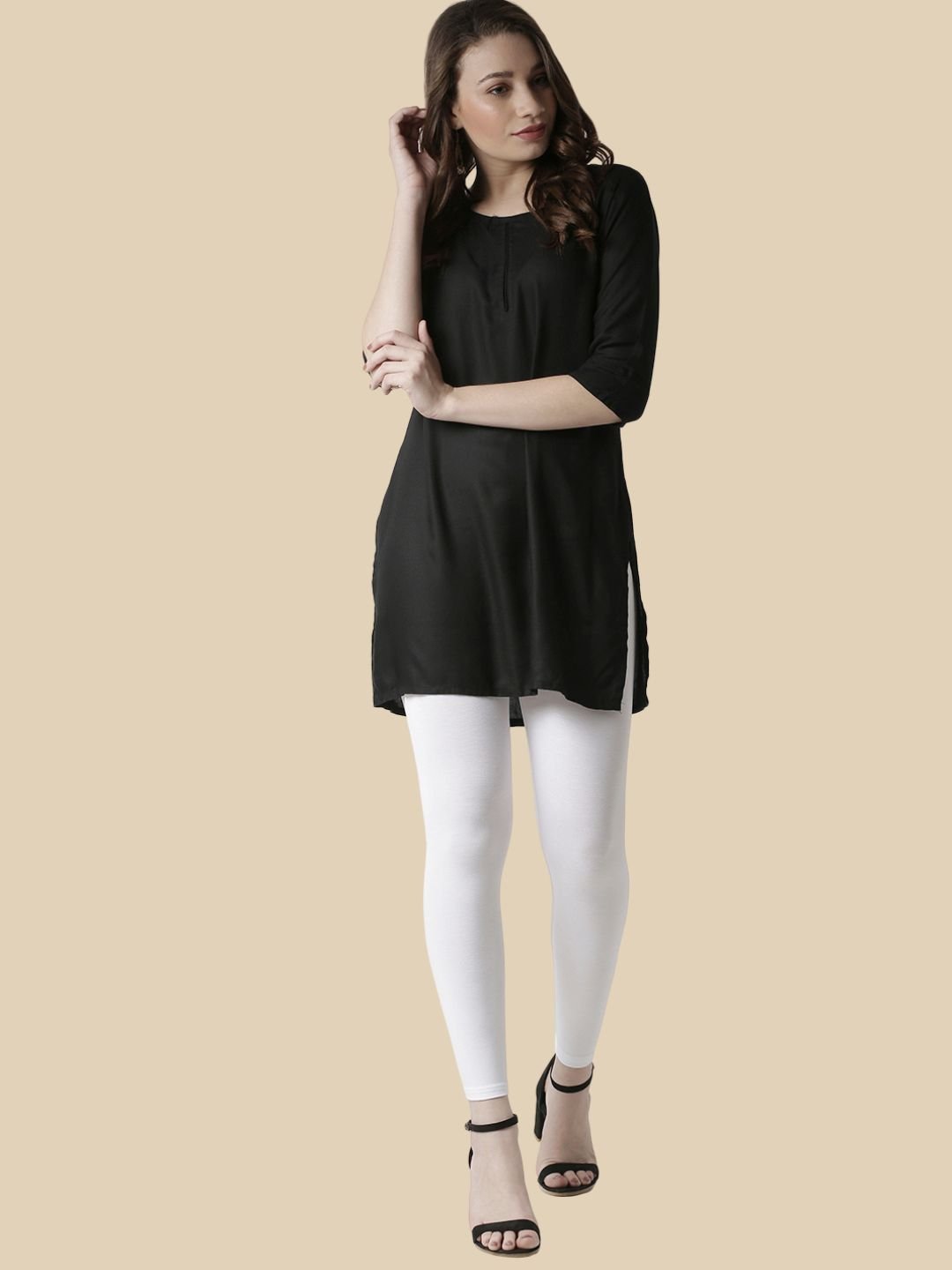 White Knitted Viscose Blend Leggings