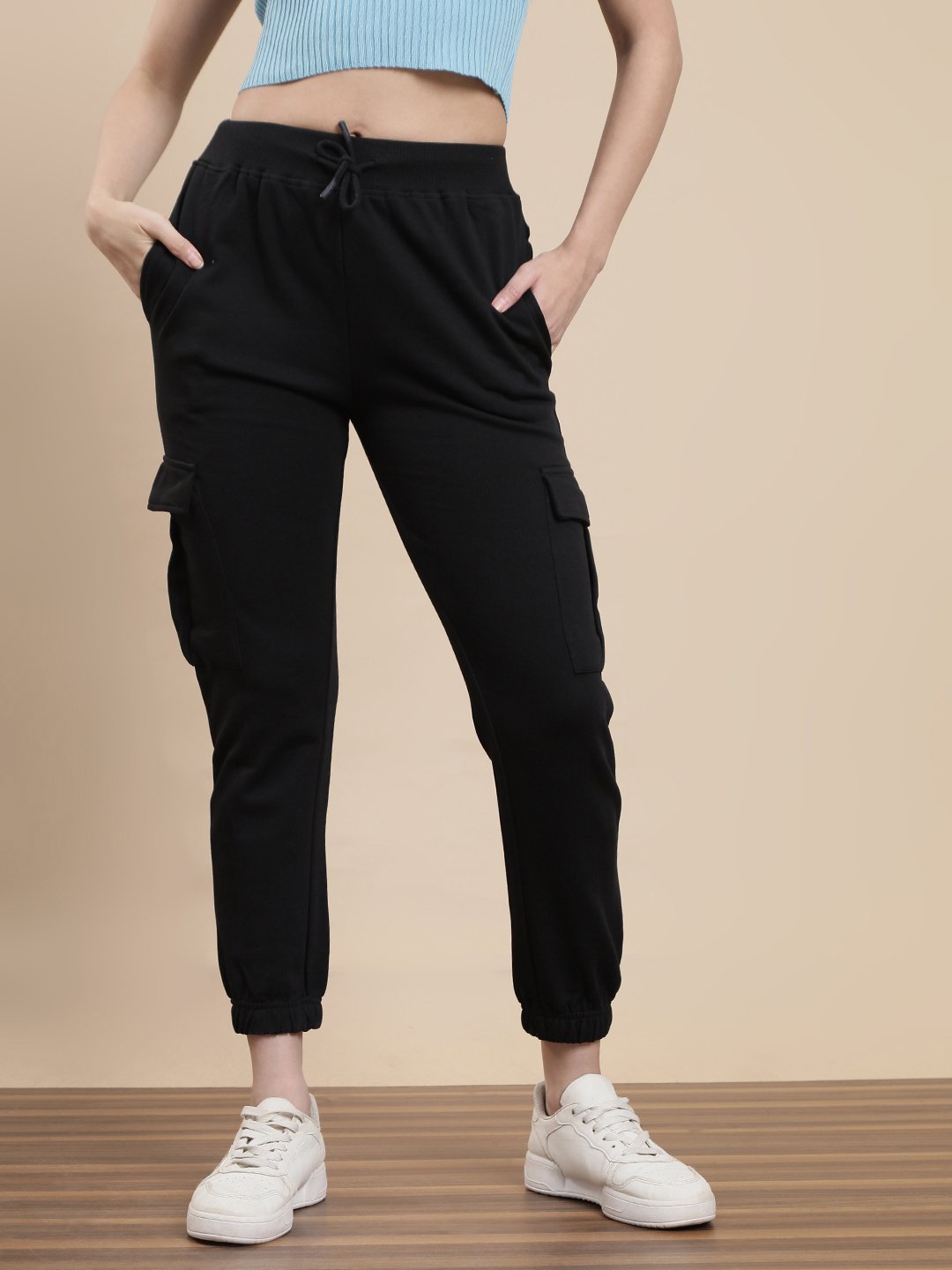 Black Knit Cotton Terry Joggers