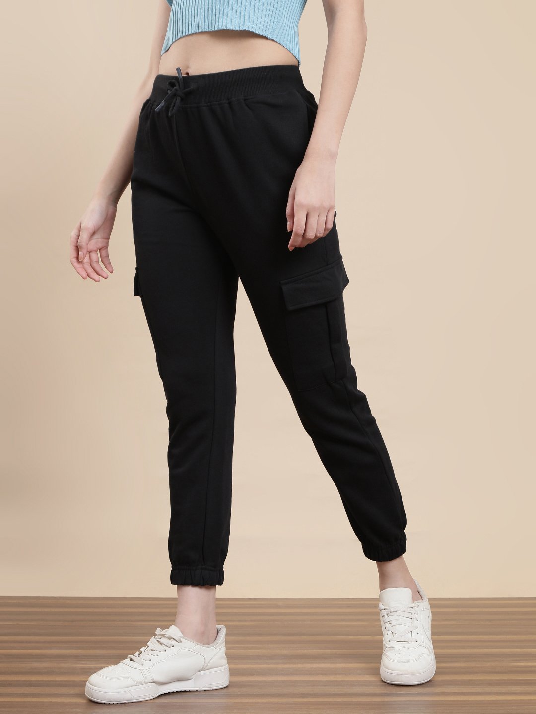 Black Knit Cotton Terry Joggers