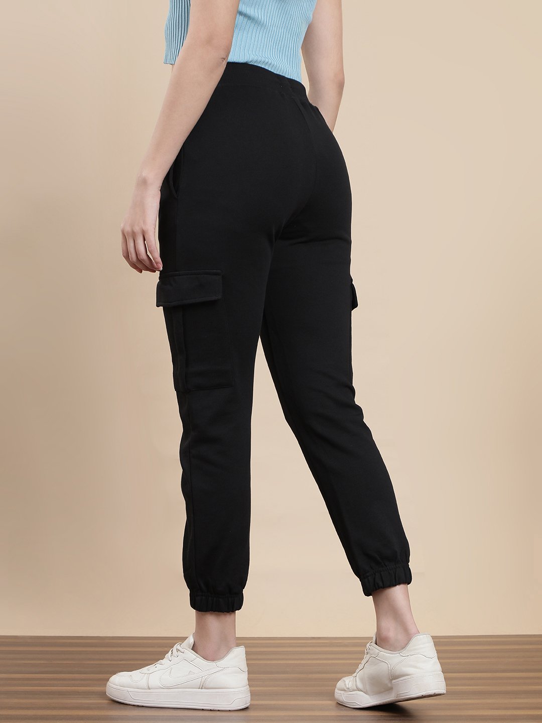 Black Knit Cotton Terry Joggers