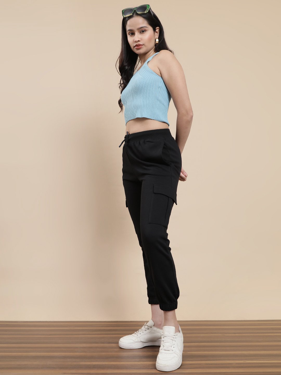Black Knit Cotton Terry Joggers