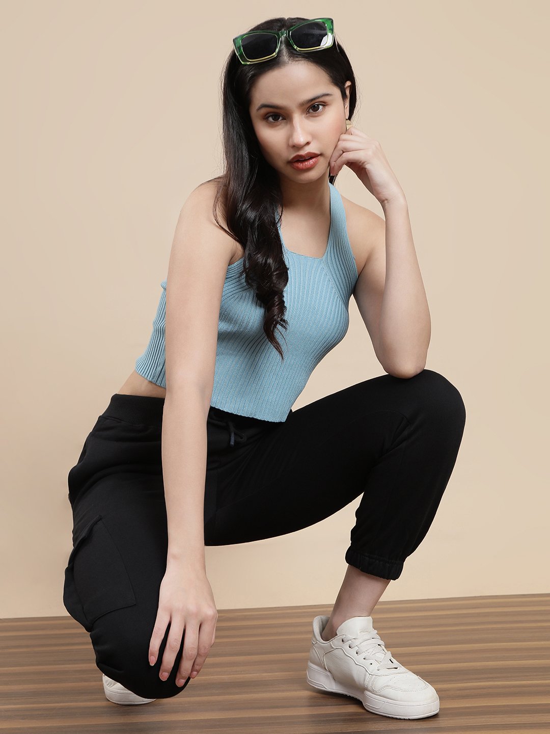 Black Knit Cotton Terry Joggers