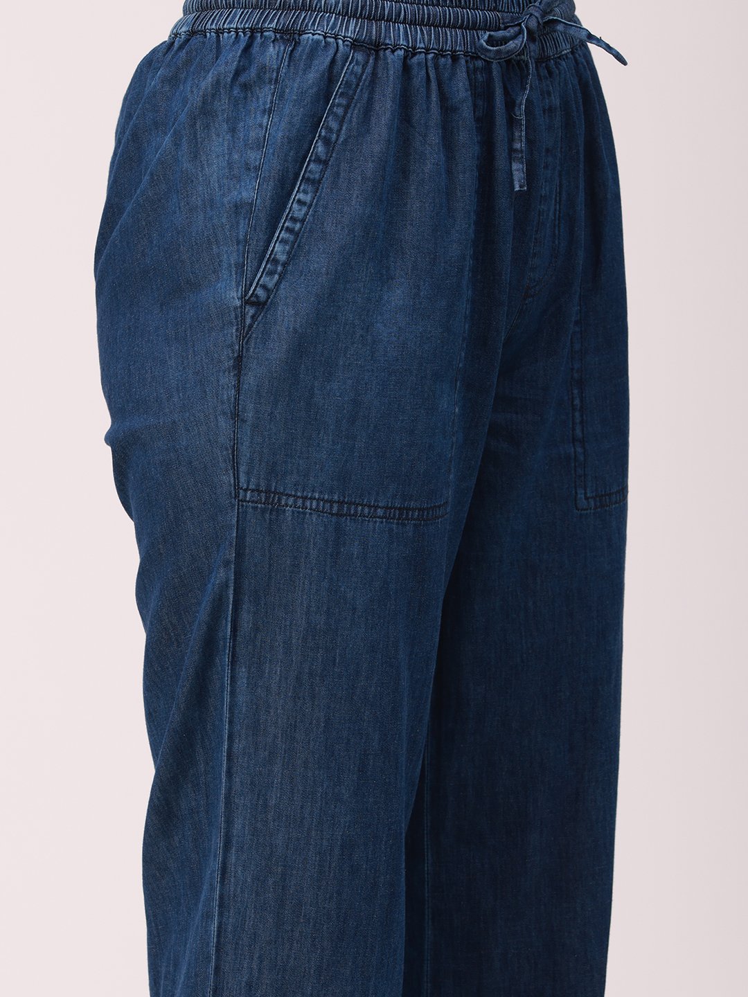 Dark Blue Woven Cotton Denim Culottes