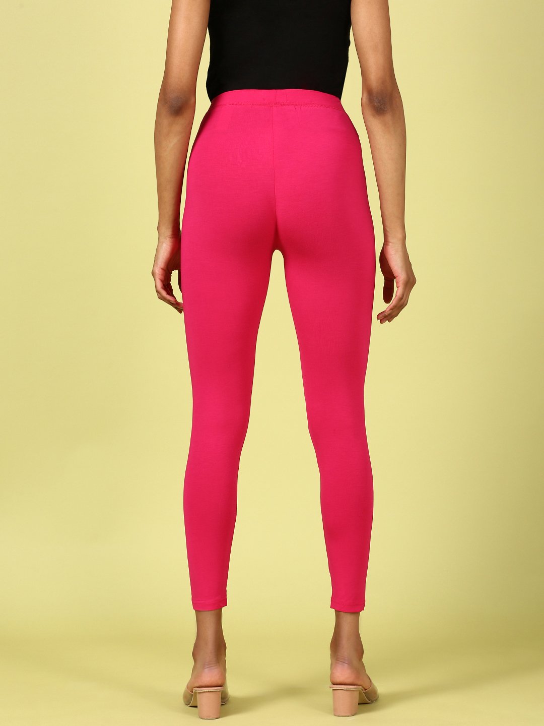 Dark Pink Knitted Viscose Blend Leggings
