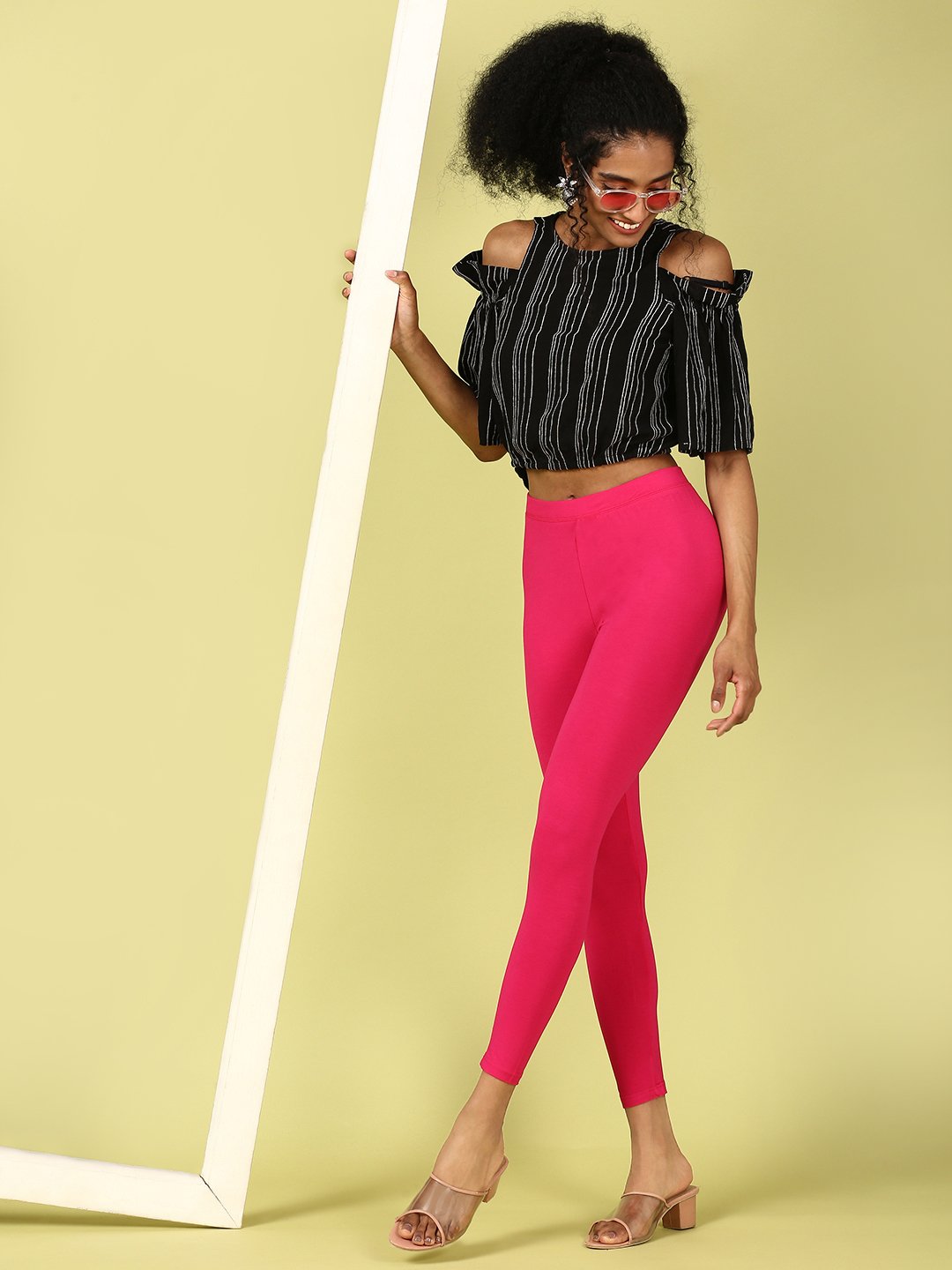 Dark Pink Knitted Viscose Blend Leggings