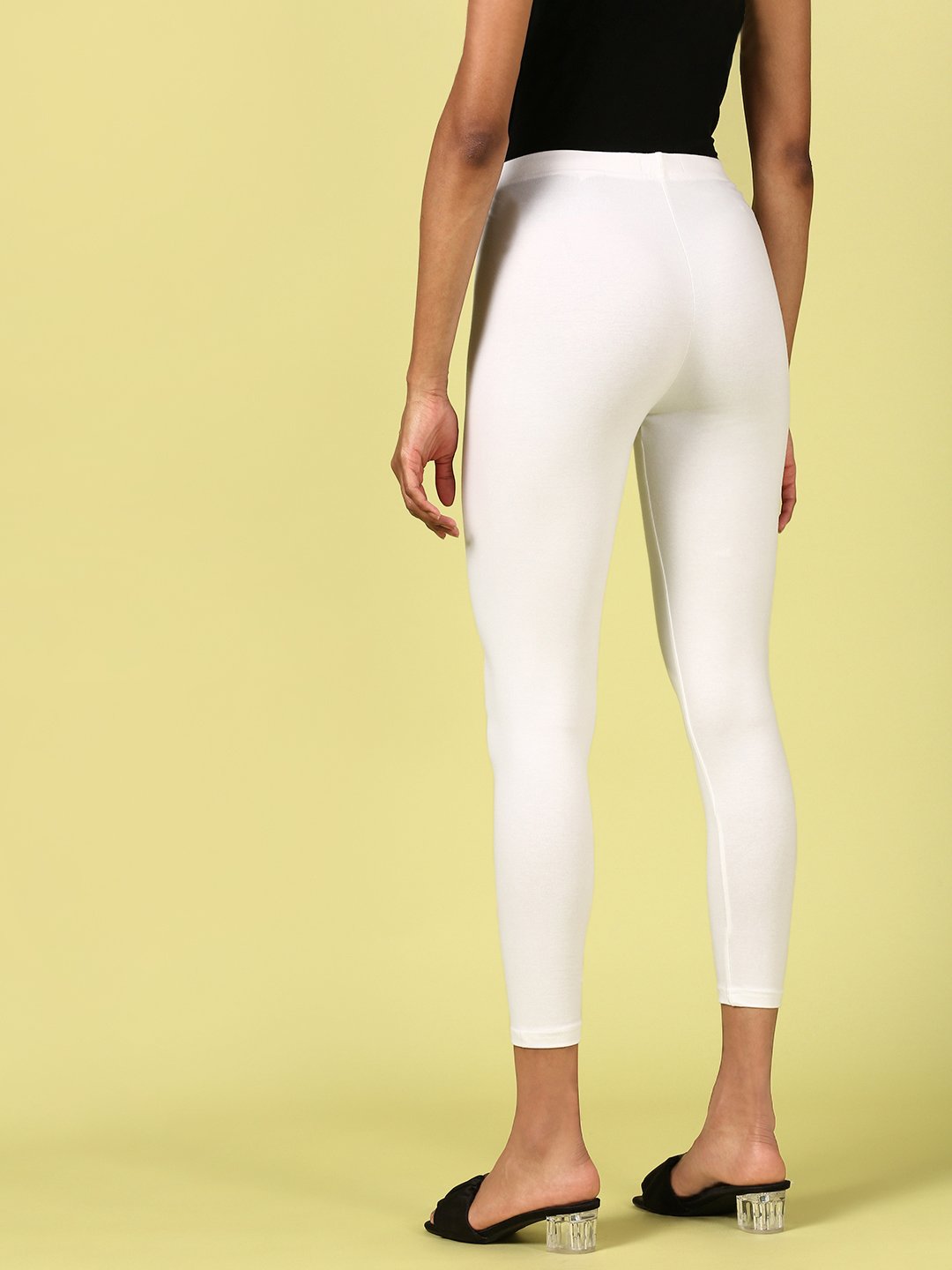 White Knitted Cotton Blend Leggings