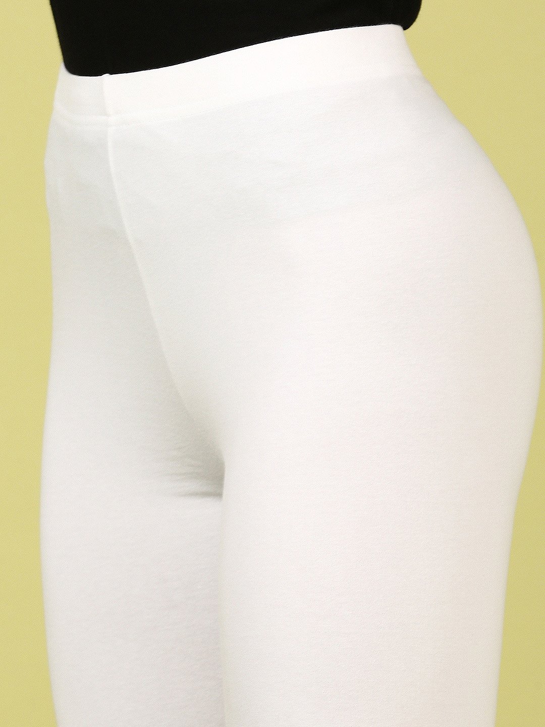 White Knitted Cotton Blend Leggings