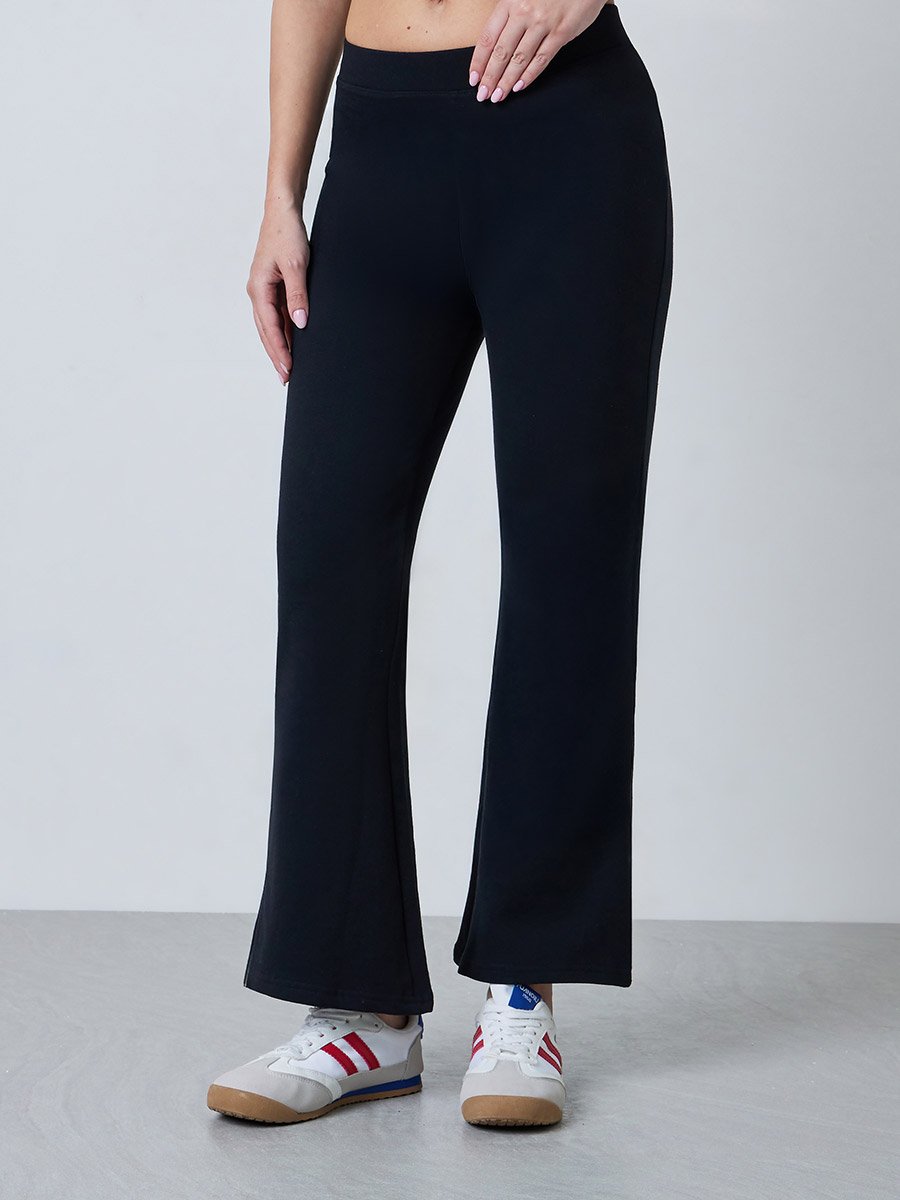 Black Plain Flare Leggings