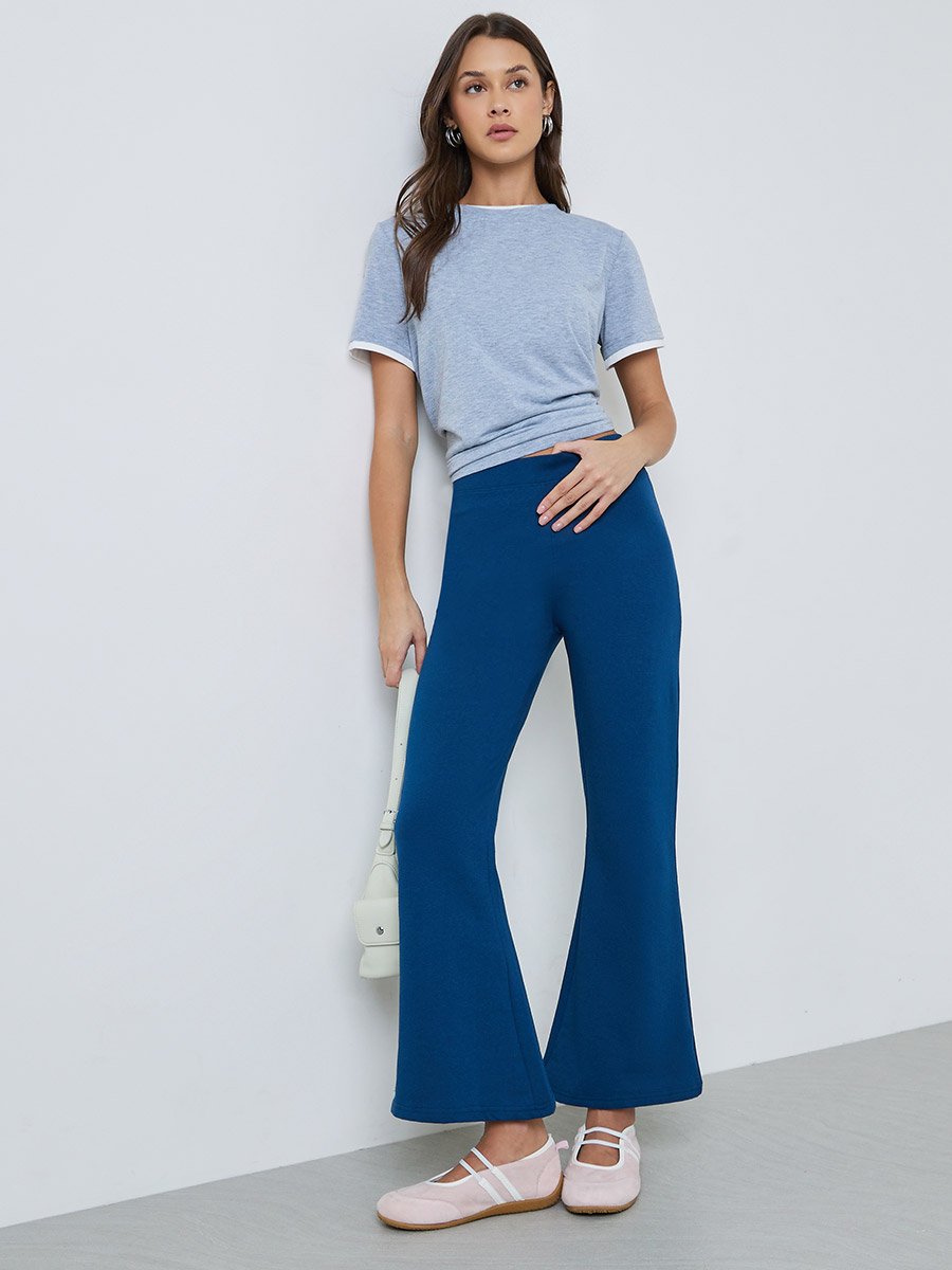 Medium Blue Fit and Flare Fleece Leggings