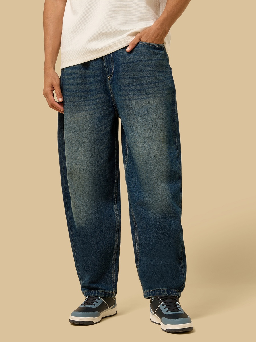 Balloon Fit Elastic Waist Jeans