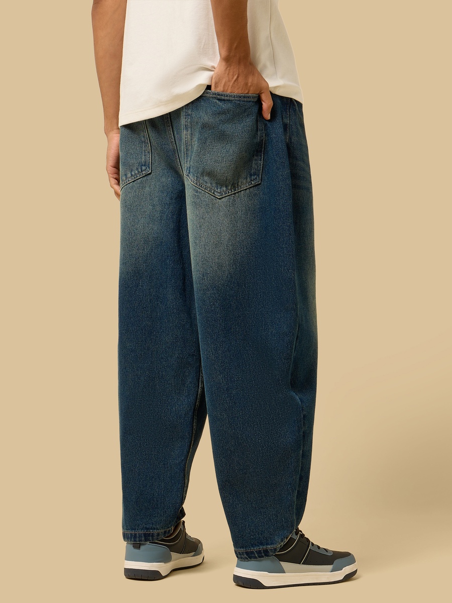Balloon Fit Elastic Waist Jeans