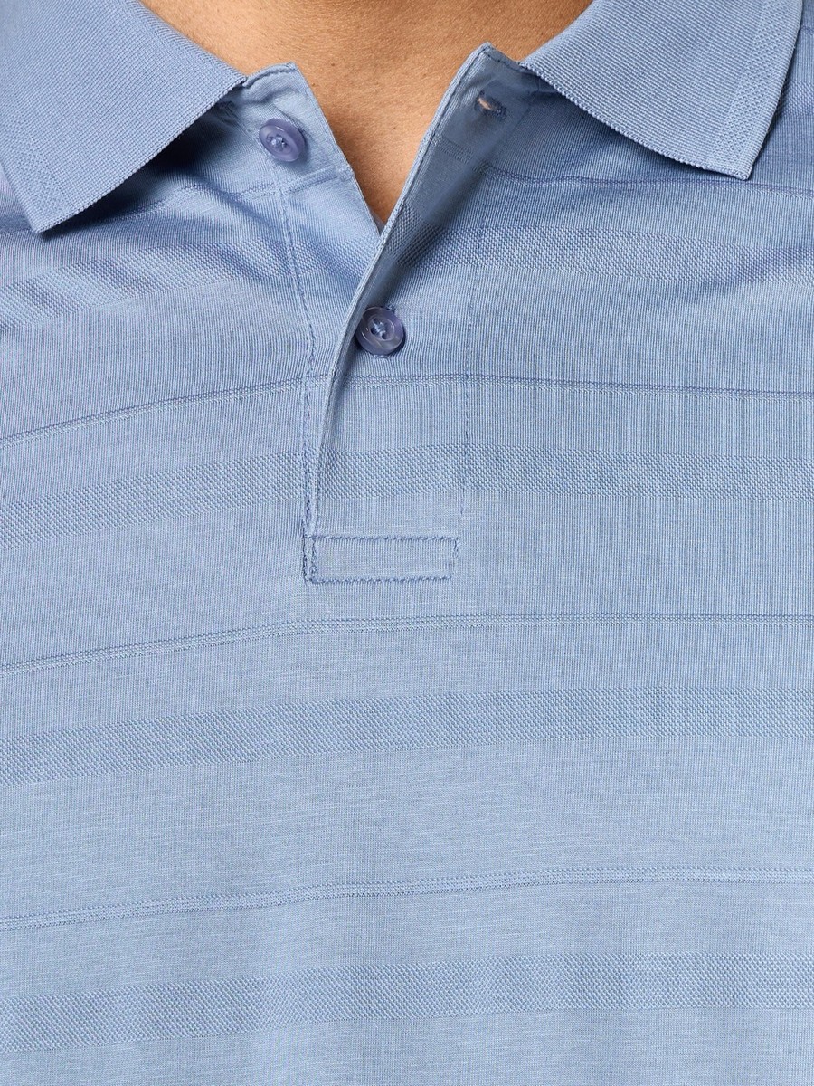 Textured Mercerised Jacquard Collar Polo T-Shirt