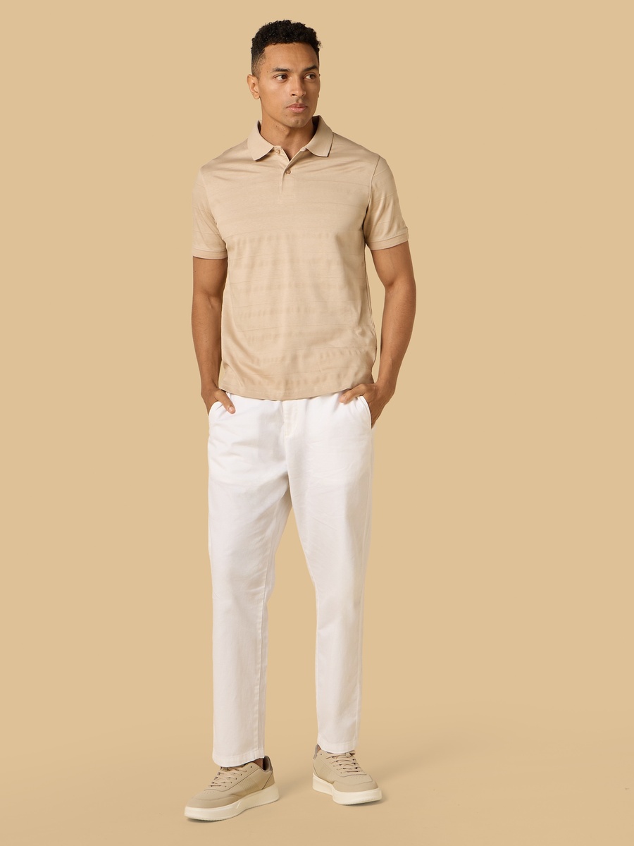Textured Mercerised Jacquard Collar Polo T-Shirt