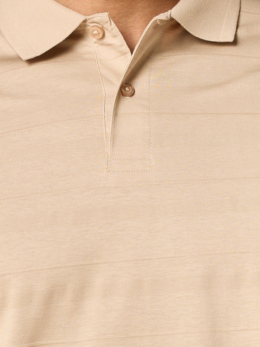 Textured Mercerised Jacquard Collar Polo T-Shirt