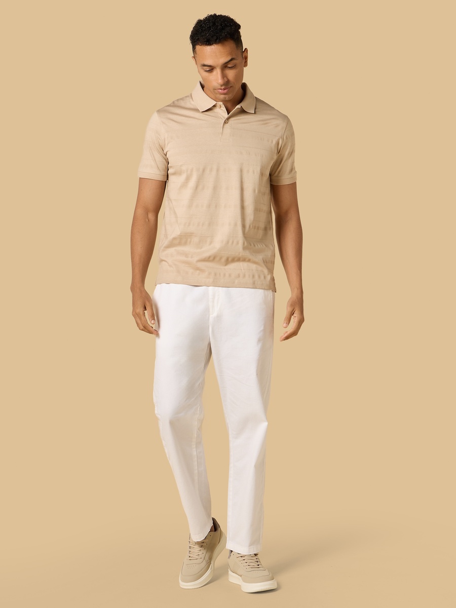 Textured Mercerised Jacquard Collar Polo T-Shirt