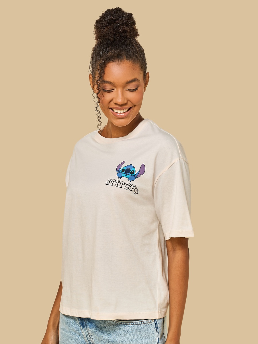 Stitch Print Boxy Fit T-Shirt